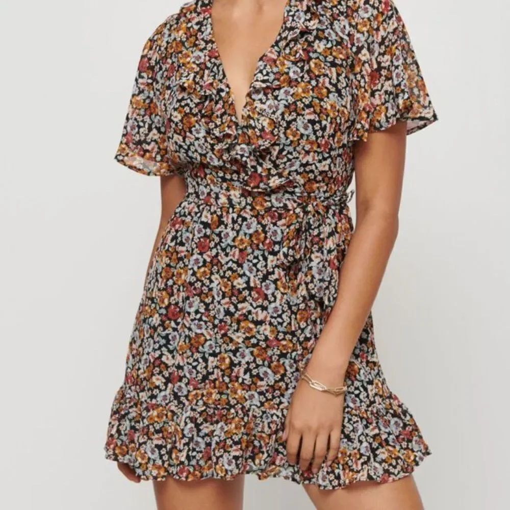 DYNAMITE | Mini Wrap Dress with Frills